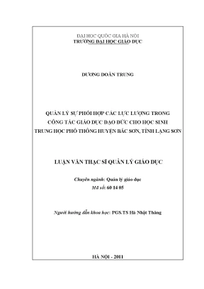 Luận văn thạc sĩ vnu ued quản lý sự phối hợp các lực lượng trong công tác giáo dục đạo đức cho học sinh trung học phổ thông huyện bắc sơn tỉnh lạng sơn