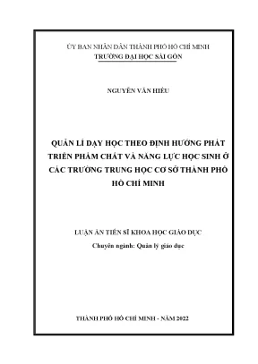 Luận văn thạc sĩ quản lí dạy học theo định hướng phát triển phẩm chất và năng lực học sinh ở các trường trung học cơ sở thành phố hồ chí minh
