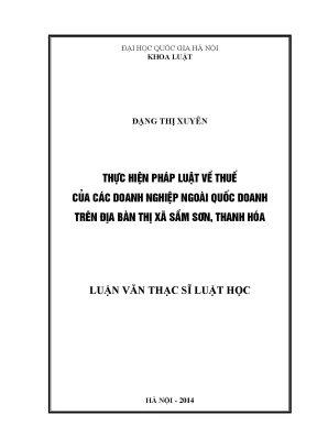 Luận văn thạc sĩ vnu ls thực hiện pháp luật về thuế của các doanh nghiệp ngoài quốc doanh trên địa bàn thị xã sầm sơn thanh hoá