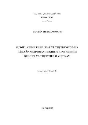 Luận văn thạc sĩ vnu ls sự điều chỉnh pháp luật về thị trường mua bán sáp nhập doanh nghiệp kinh nghiệm quốc tế và thực tiễn ở việt nam