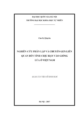 Luận án tiến sĩ hus nghiên cứu phân lập và chuyển gen liên quan đến tính chịu hạn vào giống lúa ở việt nam