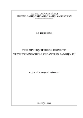 Luận văn thạc sĩ ussh tính minh bạch trong thông tin về thị trường chứng khoán trên báo điện tử