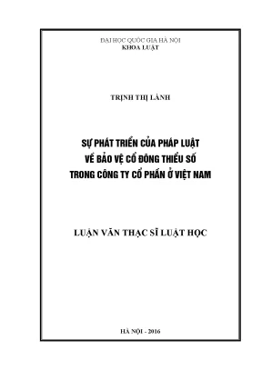 Luận văn thạc sĩ vnu ls sự phát triển của pháp luật về bảo vệ cổ đông thiểu số trong công ty cổ phần ở việt nam