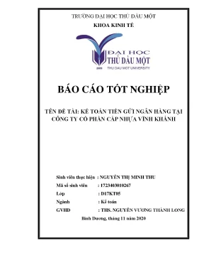 Khóa luận tốt nghiệp kế toán tiền gửi ngân hàng tại công ty cổ phần cáp nhựa vĩnh khánh