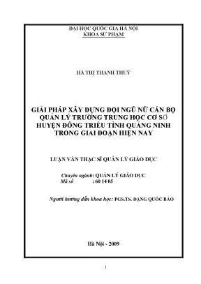 Luận văn thạc sĩ vnu ued giải pháp xây dựng đội ngũ nữ cán bộ quản lý trường trung học cơ sở huyện đông triều tỉnh quảng ninh trong giai đoạn hiện nay