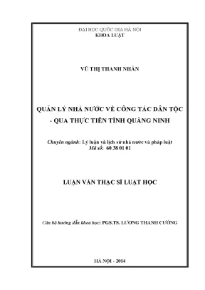 Luận văn thạc sĩ vnu ls quản lý nhà nước về công tác dân tộc qua thực tiễn tỉnh quảng ninh luận văn ths luật 60 38 01 01