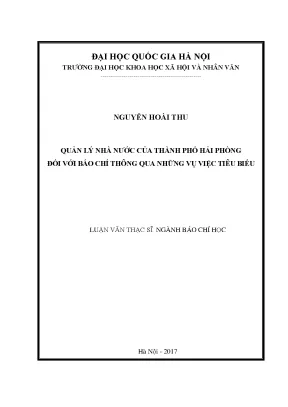 Luận văn thạc sĩ ussh quản lý nhà nước của thành phố hải phòng đối với báo chí thông qua những vụ việc tiêu biểu