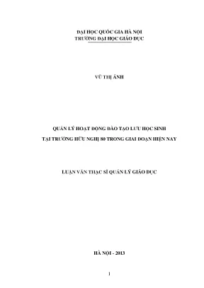 Luận văn thạc sĩ vnu ued quản lý hoạt động đào tạo lưu học sinh tại trường hữu nghị 80 trong giai đoạn hiện nay