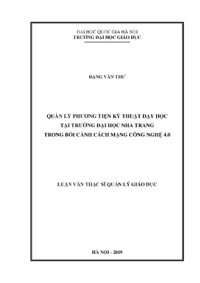 Luận văn thạc sĩ vnu ued quản lý phương tiện kỹ thuật dạy học tại trường đại học nha trang trong xu thế cách mạng công nghiệp 4 0