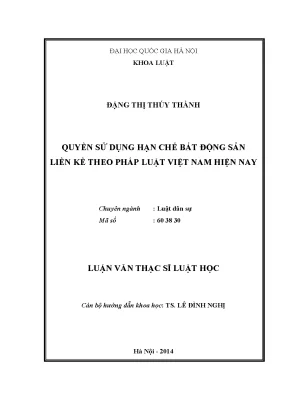 Luận văn thạc sĩ vnu ls quyền sử dụng hạn chế bất động sản liền kề theo pháp luật việt nam hiện nay