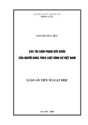 Luận văn thạc sĩ vnu ls các tội xâm phạm sức khỏe của người khác theo luật hình sự việt nam