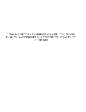 Luận văn công tác kế toán thành phẩm và tiêu thụ thành phẩm và xác định kết quả tiêu thụ tại công ty cơ khí hà nội