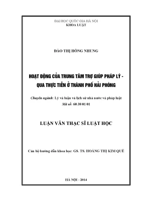Luận văn thạc sĩ vnu ls hoạt động của trung tâm trợ giúp pháp lý qua thực tiễn ở thành phố hải phòng