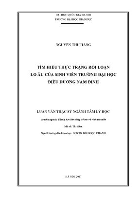 Luận văn thạc sĩ vnu ued tìm hiểu thực trạng rối loạn lo âu của sinh viên trường đại học điều dưỡng nam định