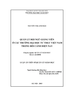 Luận văn thạc sĩ vnu ued quản lý đội ngũ giảng viên ở các trường đại học tư thục việt nam trong bối cảnh hiện nay luận án ts giáo dục học 62 14 05 01