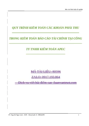 Luận văn quy trình kiểm toán các khoản phải thu trong kiểm toán báo cáo tài chính tại công ty tnhh kiểm toán apec