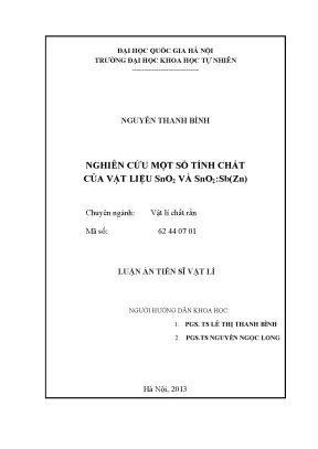Luận án tiến sĩ hus nghiên cứu một số tính chất của vật liệu sno2 và sno2sbzn