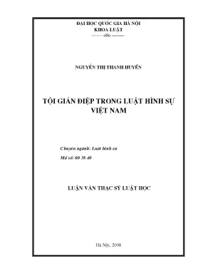 Luận văn thạc sĩ vnu ls tội gián điệp trong luật hình sự việt nam