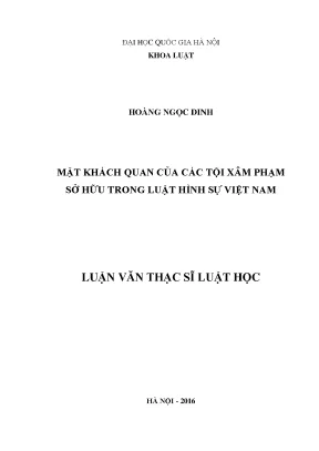 Luận văn thạc sĩ vnu ls mặt khách quan của các tội xâm phạm sở hữu trong luật hình sự việt nam