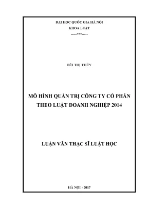 Luận văn thạc sĩ vnu ls mô hình quản trị công ty cổ phần theo luật doanh nghiệp 2014