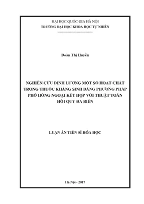 Luận án tiến sĩ hus nghiên cứu định lượng một số hoạt chất trong thuốc kháng sinh bằng phương pháp phổ hồng ngoại kết hợp với thuật toán hồi quy đa biến