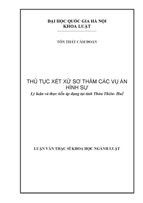 Luận văn thạc sĩ vnu ls thủ tục xét xử sơ thẩm các vụ án hình sự lý luận và thực tiễn áp dụng tại tỉnh thừa thiên huế luận văn ths luật