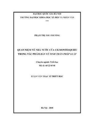 Luận văn thạc sĩ ussh quan niệm về nhà nước của ch montesquieu trong tác phẩm bàn về tinh thần pháp