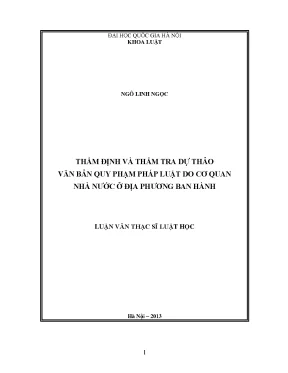 Luận văn thạc sĩ vnu ls thẩm định và thẩm tra dự thảo văn bản quy phạm pháp luật do cơ quan nhà nước ở địa phương ban hành