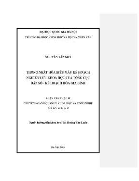 Luận văn thạc sĩ ussh thống nhất hóa biểu mẫu kế hoạch nghiên cứu khoa học của tổng cục dân số kế hoạch hóa gia đình