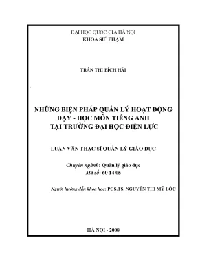 Luận văn thạc sĩ vnu ued những biện pháp quản lý hoạt động dạy học môn tiếng anh tại trường đại học điện lực