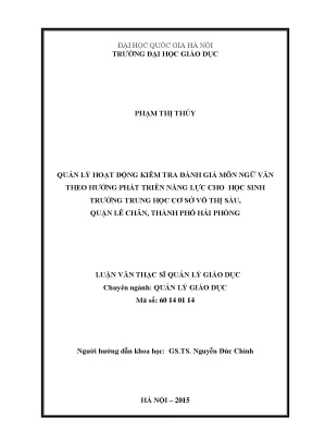 Luận văn thạc sĩ vnu ued quản lý hoạt động kiểm tra đánh giá môn ngữ văn theo hướng phát triển năng lực cho học sinh trường trung học cơ sở võ thị sáu quận lê chân thành phố hải phòng