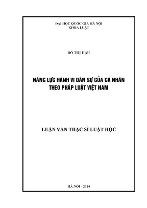 Luận văn thạc sĩ vnu ls năng lực hành vi dân sự của cá nhân theo pháp luật việt nam