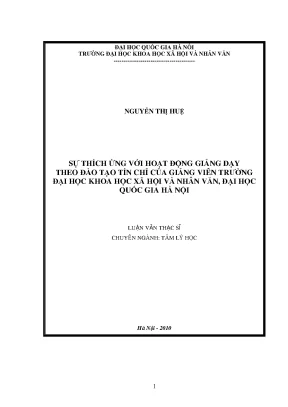 Luận văn thạc sĩ ussh sự thích ứng với hoạt động giảng dạy theo dào tạo tín chỉ của giảng viên trường đại học khoa học xã hội và nhân văn đại học quốc gia hà nội