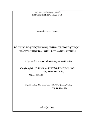 Luận văn thạc sĩ vnu ued tổ chức hoạt động ngoại khóa trong dạy học phần văn học dân gian lớp 10 ban cơ bản