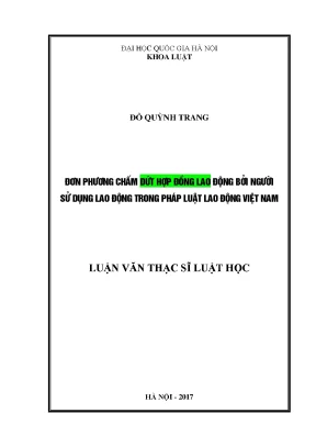 Luận văn thạc sĩ vnu ls đơn phương chấm dứt hợp đồng lao động bởi người sử dụng lao động trong pháp luật lao động việt nam