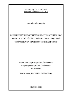 Luận văn thạc sĩ vnu ued quản lý xây dựng trường học thân thiện học sinh tích cực ở các trường trung học phổ thông huyện kinh môn tỉnh hải dương