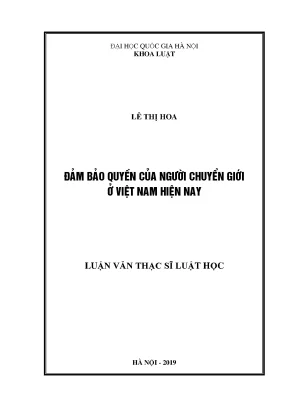 Luận văn thạc sĩ vnu ls đảm bảo quyền của người chuyển giới ở việt nam hiện nay