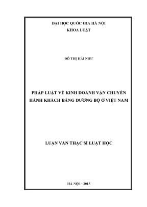 Luận văn thạc sĩ vnu ls pháp luật về kinh doanh vận chuyển hành khách bằng đường bộ ở việt nam