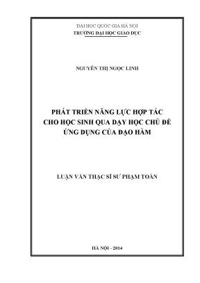 Luận văn thạc sĩ vnu ued phát triển năng lực hợp tác cho học sinh qua dạy học chủ đề ứng dụng của đạo hàm