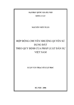 Luận văn thạc sĩ vnu ls hợp đồng chuyển nhượng quyền sử dụng đất theo quy định của pháp luật dân sự việt nam