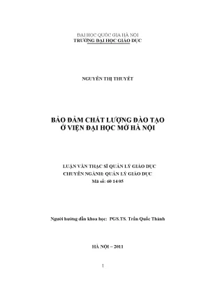 Luận văn thạc sĩ vnu ued bảo đảm chất lượng đào tạo ở viện đại học mở hà nội