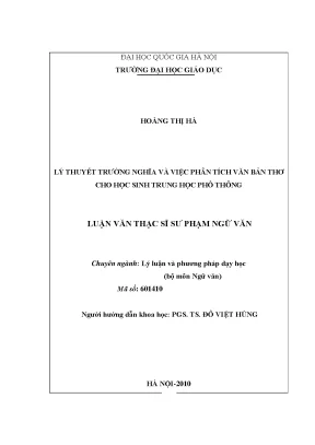 Luận văn thạc sĩ vnu ued vận dụng phương pháp dạy học dự án trong môn ngữ văn ở trường trung học phổ thông