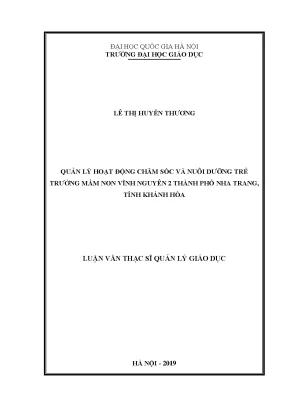 Luận văn thạc sĩ vnu ued quản lý hoạt động chăm sóc và nuôi dưỡng trẻ trường mầm non vĩnh nguyên 2 thành phố nha trang tỉnh khánh hòa