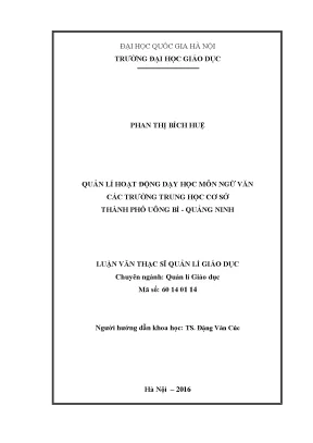 Luận văn thạc sĩ vnu ued quản lý hoạt động dạy học môn ngữ văn ở trường thcs thành phố uông bí tỉnh quảng ninh