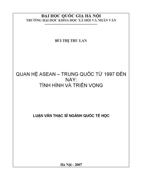 Luận văn thạc sĩ ussh quan hệ asean trung quốc từ 1997 đến nay tình hình và triển vọng