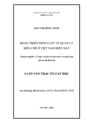 Luận văn thạc sĩ vnu ls hoàn thiện pháp luật về quản lý biên chế ở việt nam hiện nay
