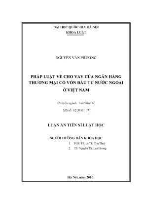 Luận văn thạc sĩ vnu ls pháp luật về cho vay của ngân hàng thương mại có vốn đầu tư nước ngoài ở việt nam