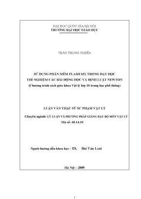Luận văn thạc sĩ vnu ued sử dụng phần mềm flash mx trong dạy học thí nghiệm các bài động học và định luật newton chương trình sách giáo khoa vật lý lớp 10 trung học phổ thông