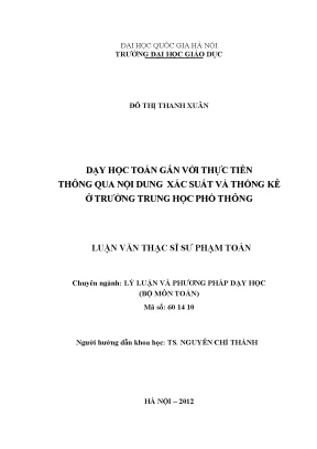 Luận văn thạc sĩ vnu ued dạy học toán gắn với thực tiễn thông qua nội dung xác suất và thống kê ở trường trung học phổ thông