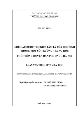 Luận văn thạc sĩ vnu ued nhu cầu được trợ giúp tâm lý của học sinh trong một số trường trung học phổ thông huyện đan phượng hà nội luận văn ths tâm lý học